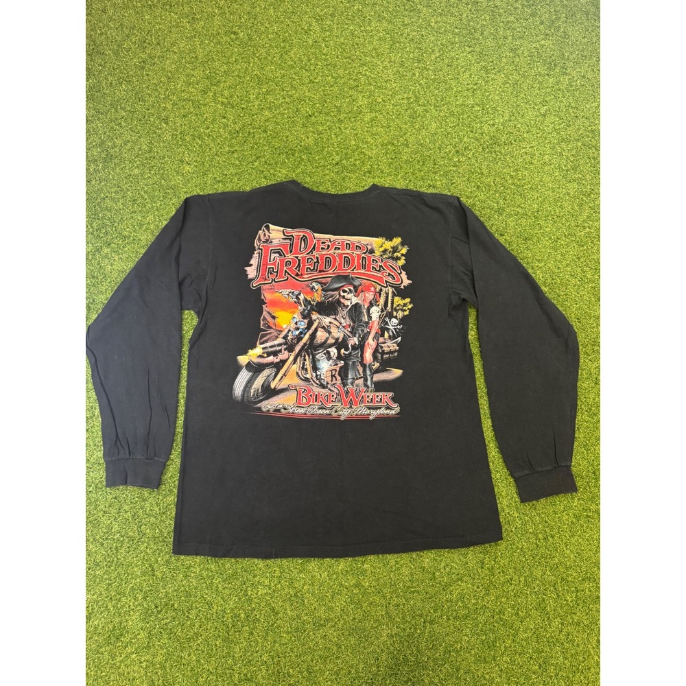 Dead Freddies Bike Week Ocean City Maryland Long Sleeve T-Shirt Black Large